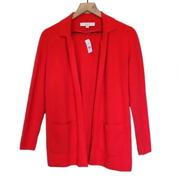 Lift Long Sleeve Cotton Open Front Cardigan Sweater Red  XS - Picture 1 of 7